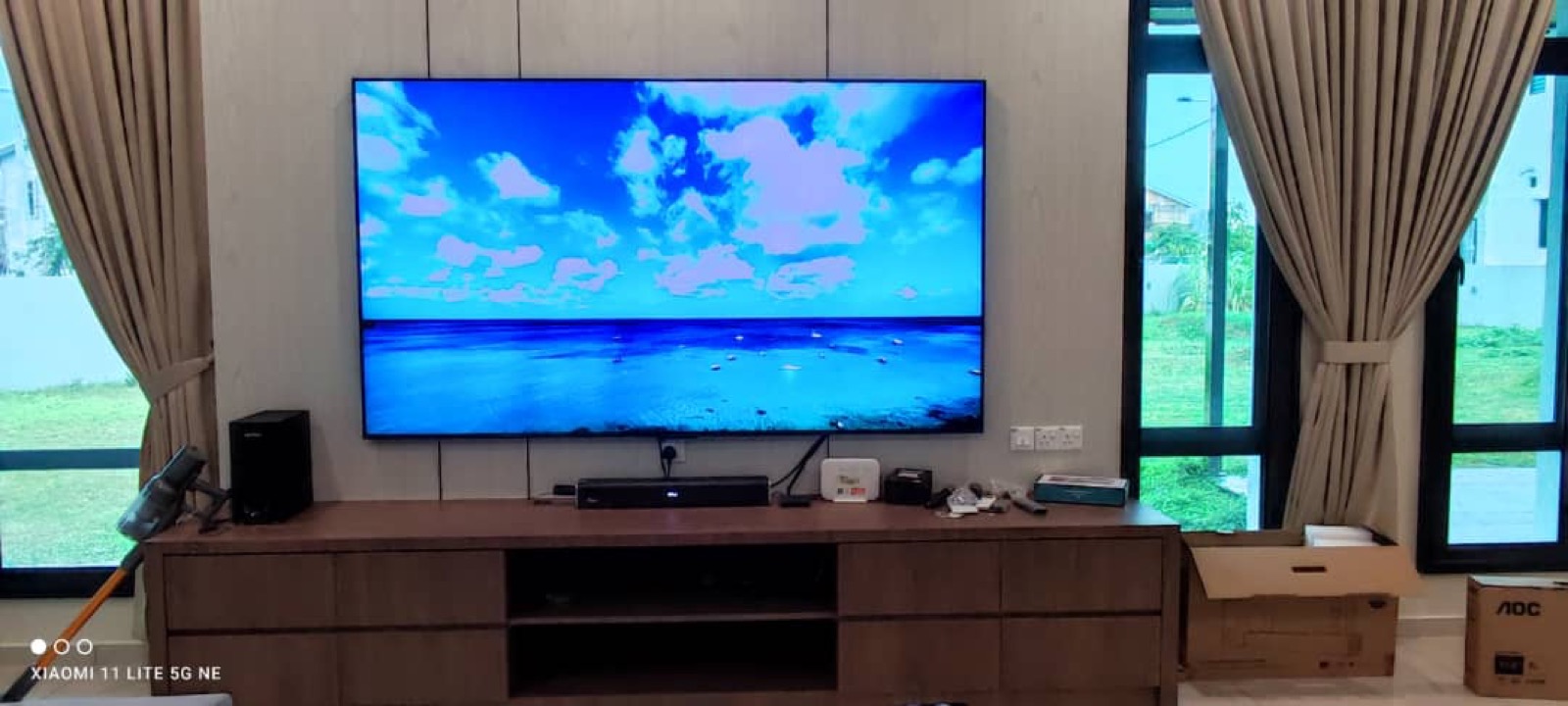 A finished home theatre, installed and ready to enjoy.